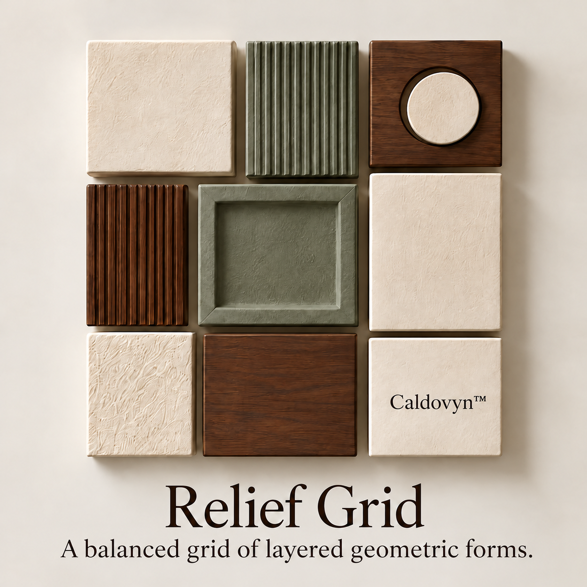 Caldovyn™ Relief Grid – Textured Geometric Wall Sculpture