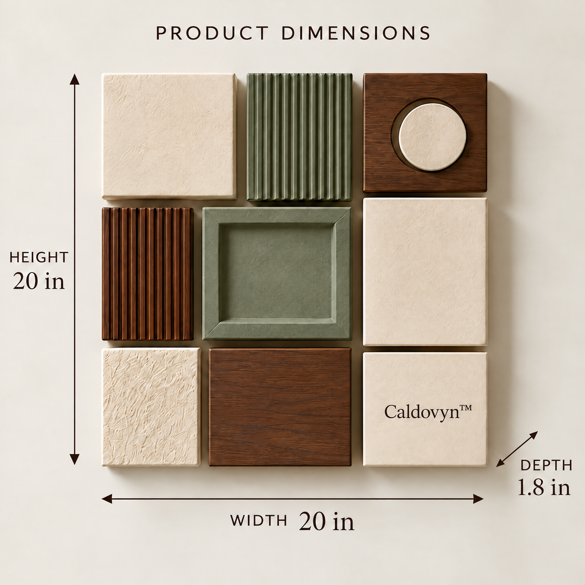 Caldovyn™ Relief Grid – Textured Geometric Wall Sculpture