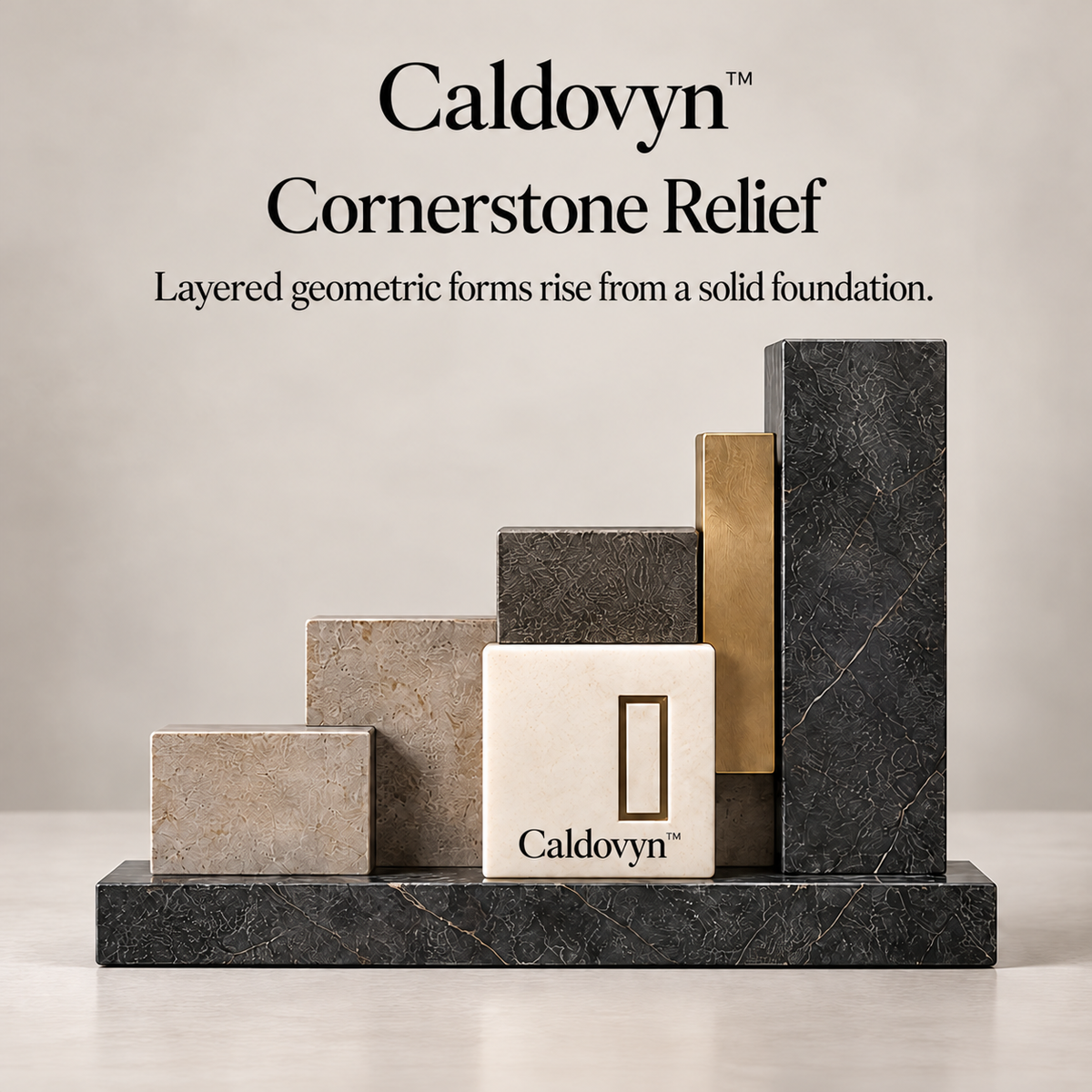 Caldovyn™ Cornerstone Relief – Layered Geometric Architectural Sculpture