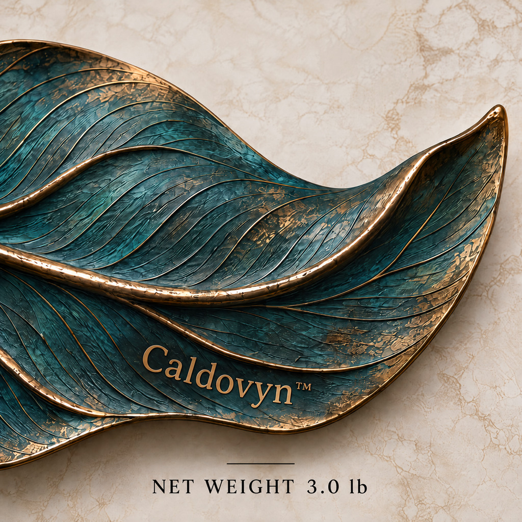 Caldovyn™ Tidal Leaf – Sculptural Teal Leaf Wall Art
