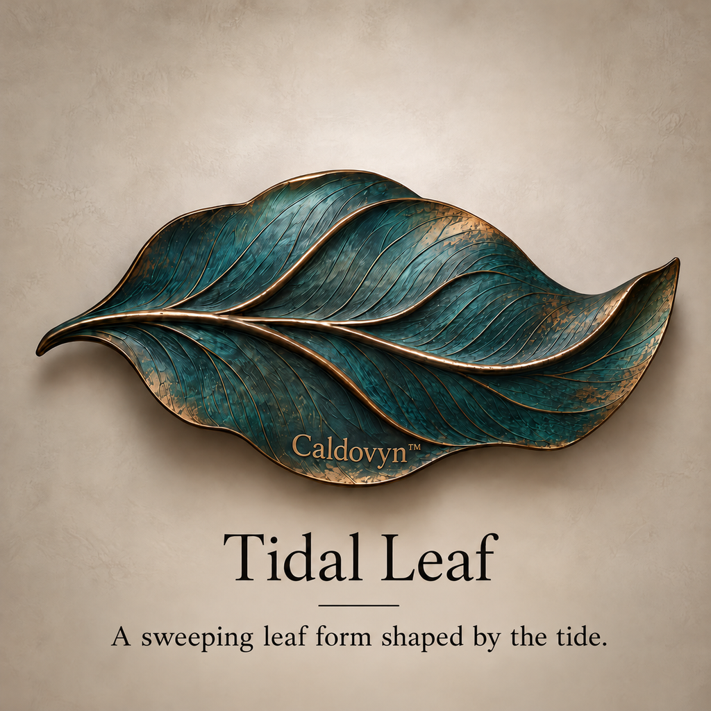 Caldovyn™ Tidal Leaf – Sculptural Teal Leaf Wall Art