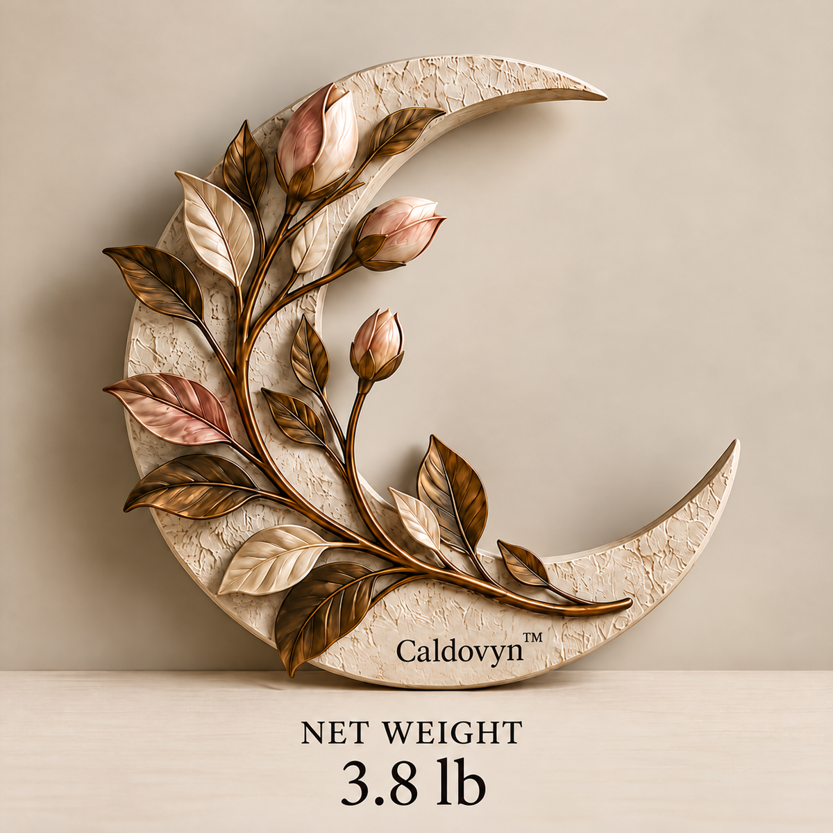 Caldovyn™ Crescent Garden – Botanical Crescent Moon Wall Sculpture