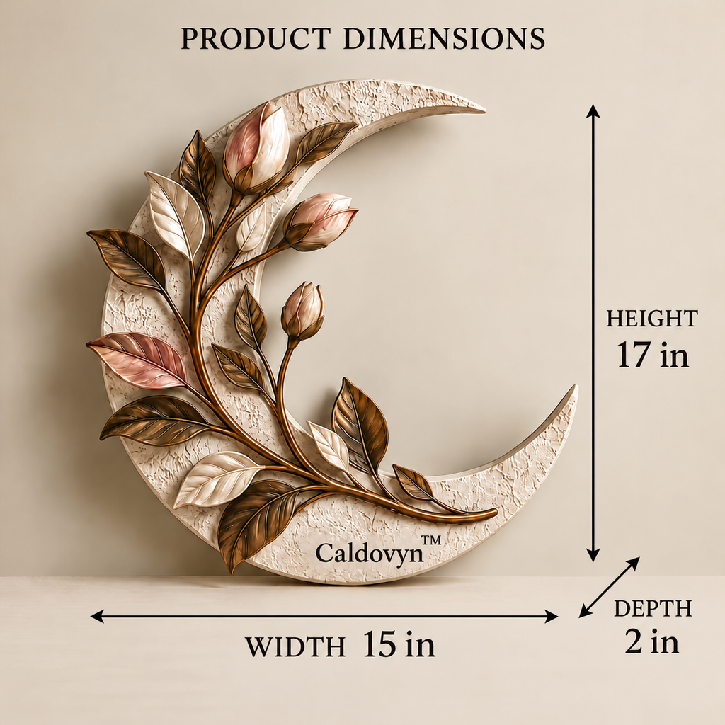 Caldovyn™ Crescent Garden – Botanical Crescent Moon Wall Sculpture