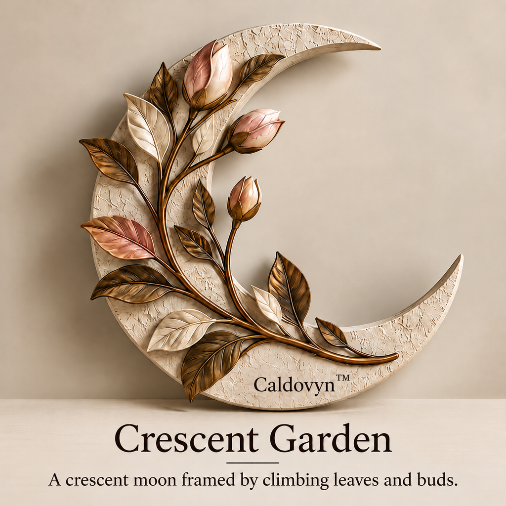 Caldovyn™ Crescent Garden – Botanical Crescent Moon Wall Sculpture