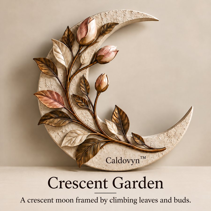 Caldovyn™ Crescent Garden – Botanical Crescent Moon Wall Sculpture
