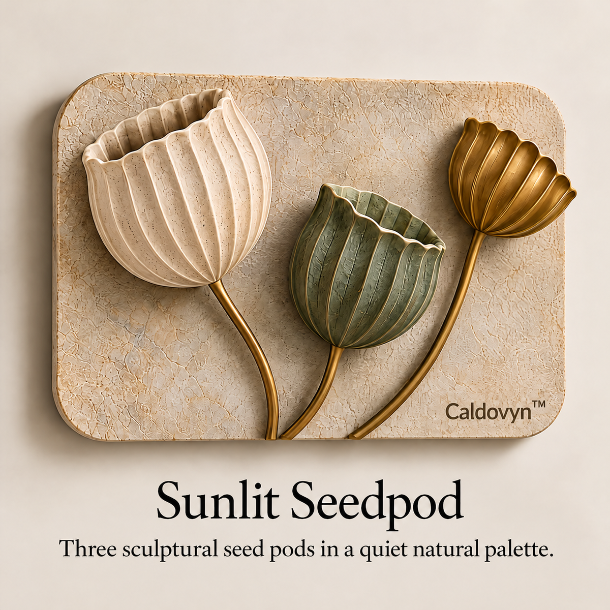 Caldovyn™ Sunlit Seedpod – Sculptural Botanical Pod Wall Art