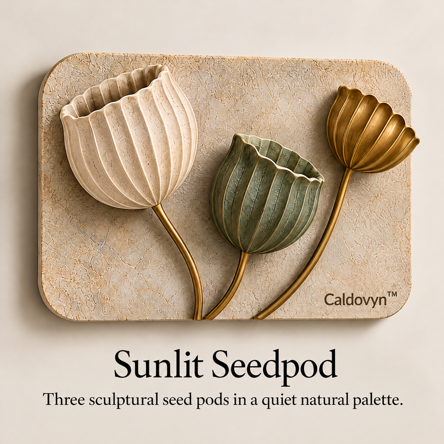 Caldovyn™ Sunlit Seedpod – Sculptural Botanical Pod Wall Art